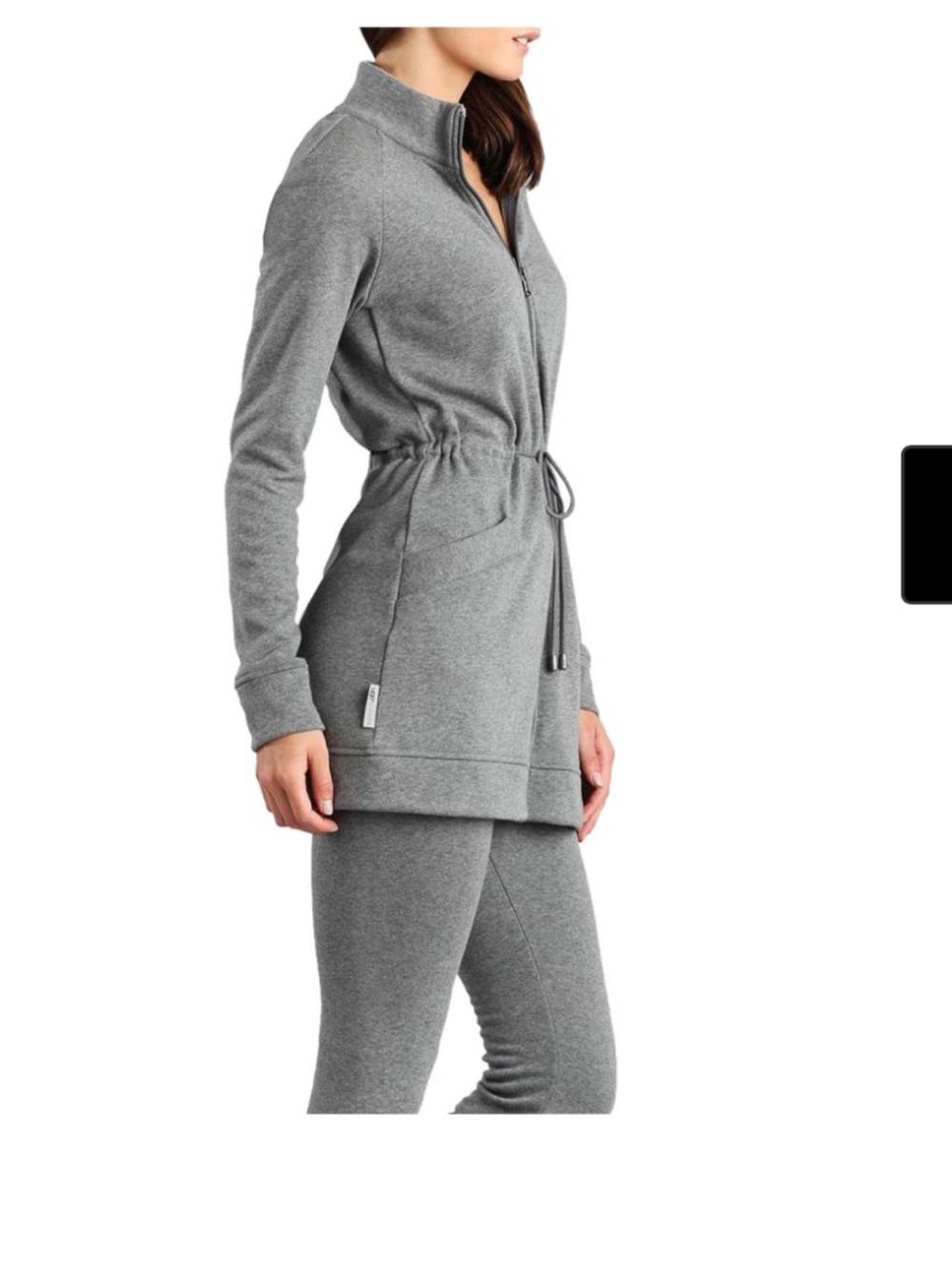 UGG Australia Raleigh Heather Gray Cinch Drawstring Long Full Zip Jacket Sz L